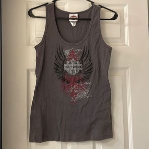 Grey Graphic Harley Davidson Tank Too